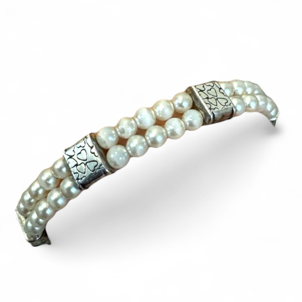 Brighton Silver Plated Bracelet Pearl & intricate hardware